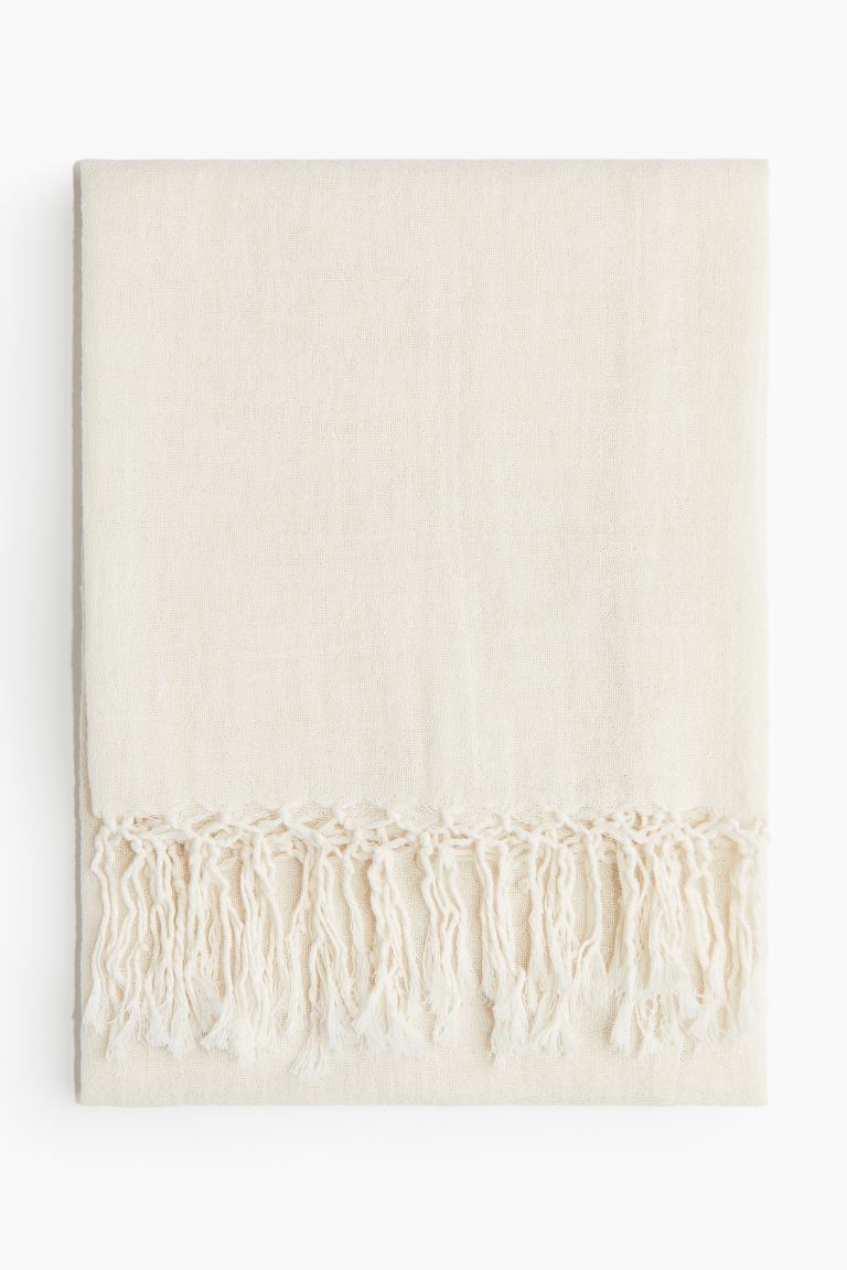 Шарф из смеси льна H&M, белый шарф basile натуральный шелк с бахромой 206х30 см голубой