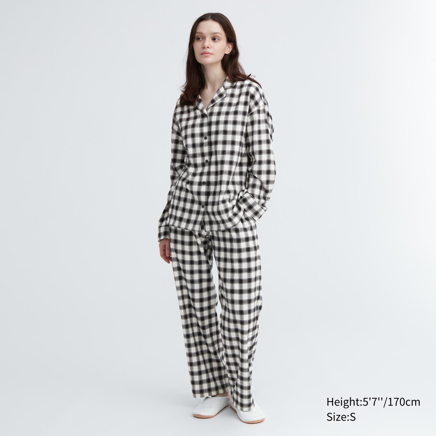 

Фланелевая пижама с длинными рукавами Uniqlo, кремовый