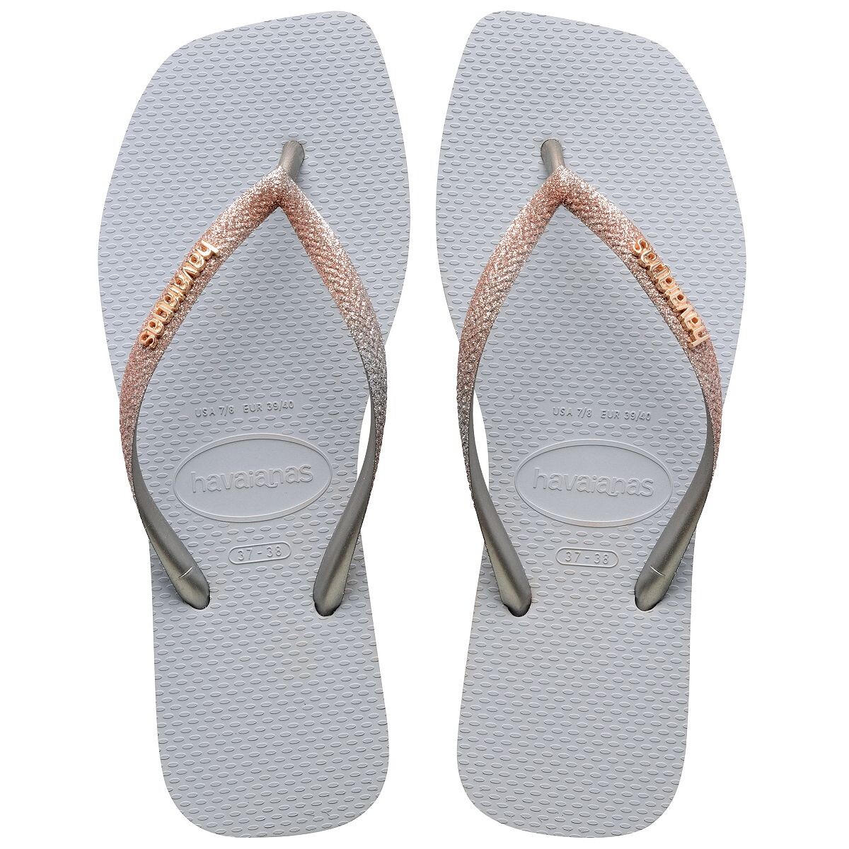 

Женские узкие квадратные сандалии с блестками Havaianas