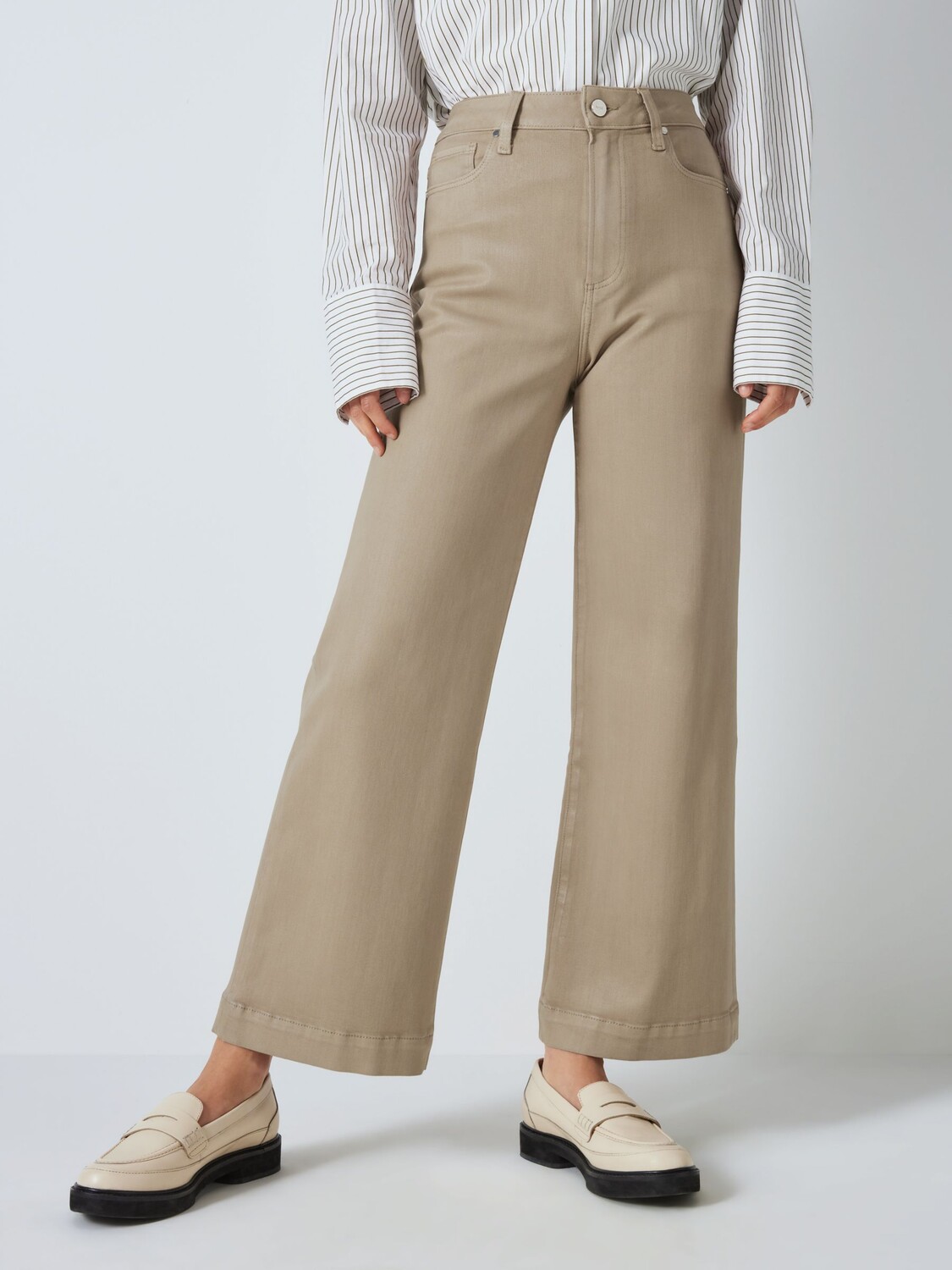 

PAIGE Anessa Luxe Широкие джинсы до щиколотки с покрытием, цвет Французский латте