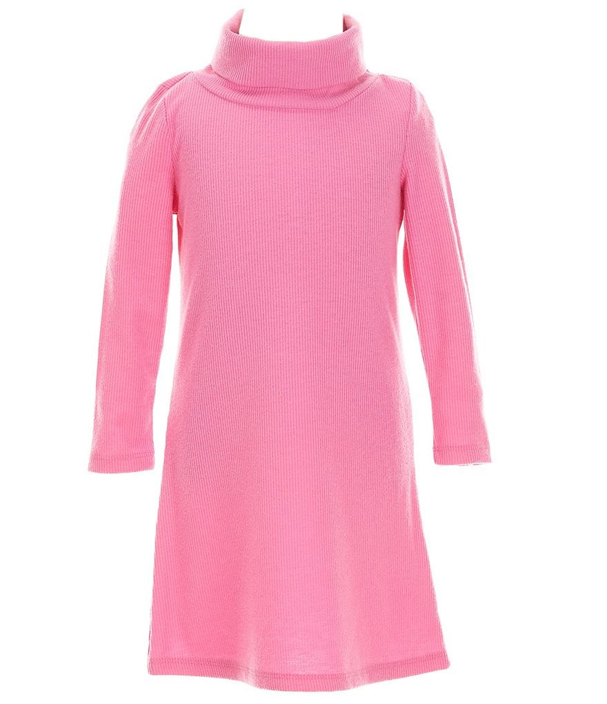 Платье GB Little Girls 2T-6X с начесом и воротником-стойкой, розовый
