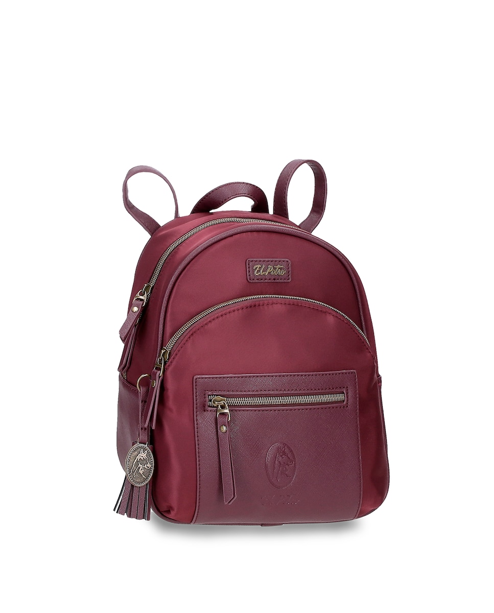 Женский рюкзак на двойной молнии бордового цвета El Potro, бордо женский дутый стеганный рюкзак 1232 бордо