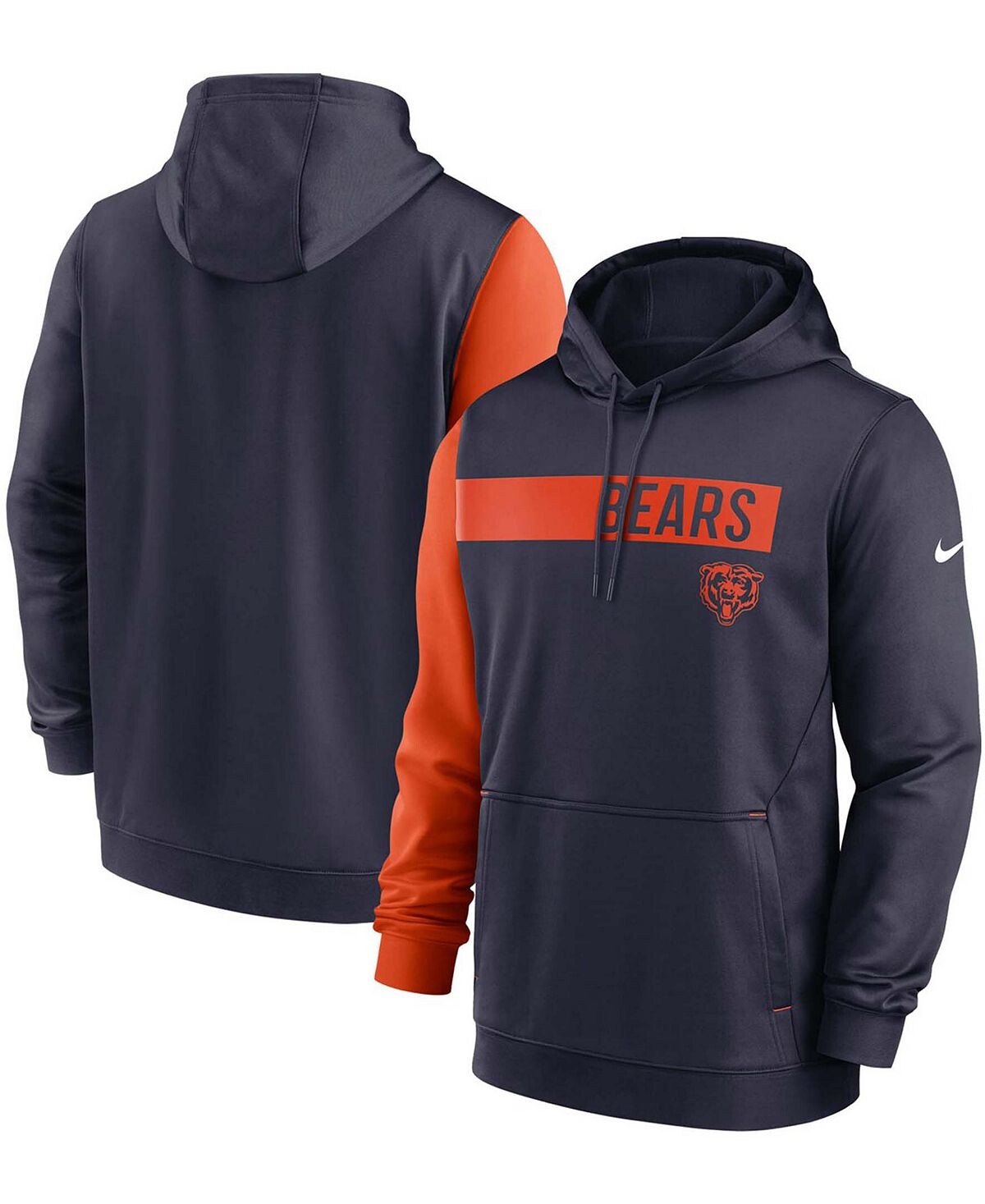 

Мужской темно-синий оранжевый пуловер с капюшоном Chicago Bears Colorblock Performance Nike
