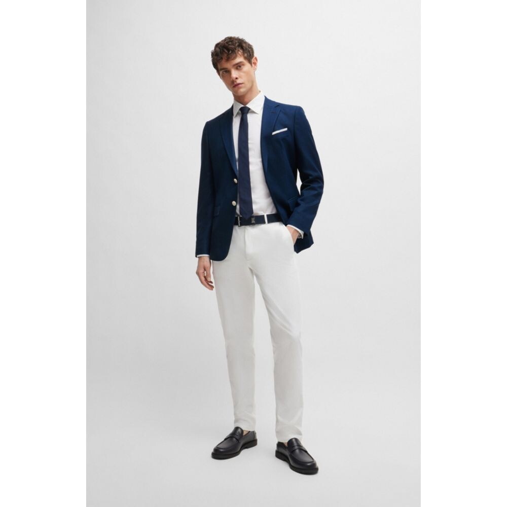 

Куртка приталенного кроя из смесовой шерсти мешковой ткани. BOSS, цвет Dark Blue