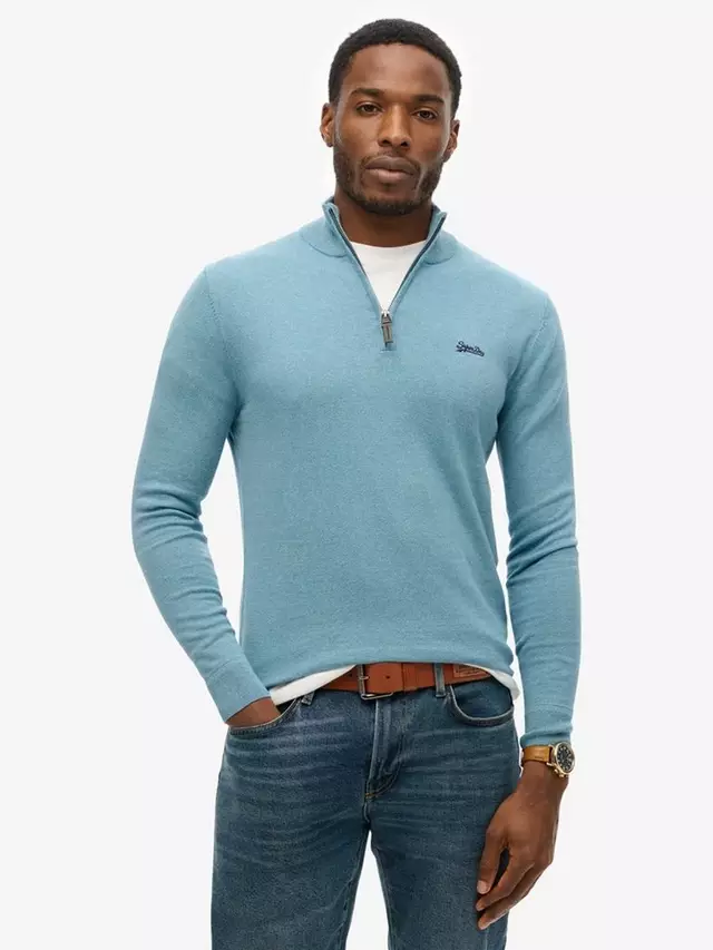 

Джемпер Superdry Henley Cotton Cashmere Knitted, цвет shell/blue/marl
