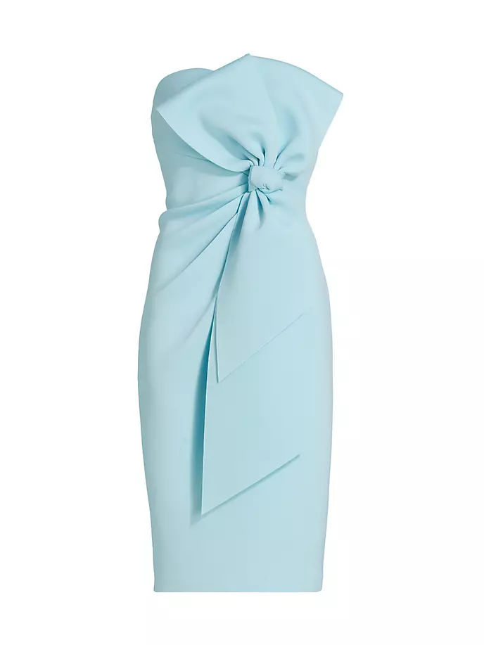 

Платье без бретелек с бантом Badgley Mischka, цвет azure