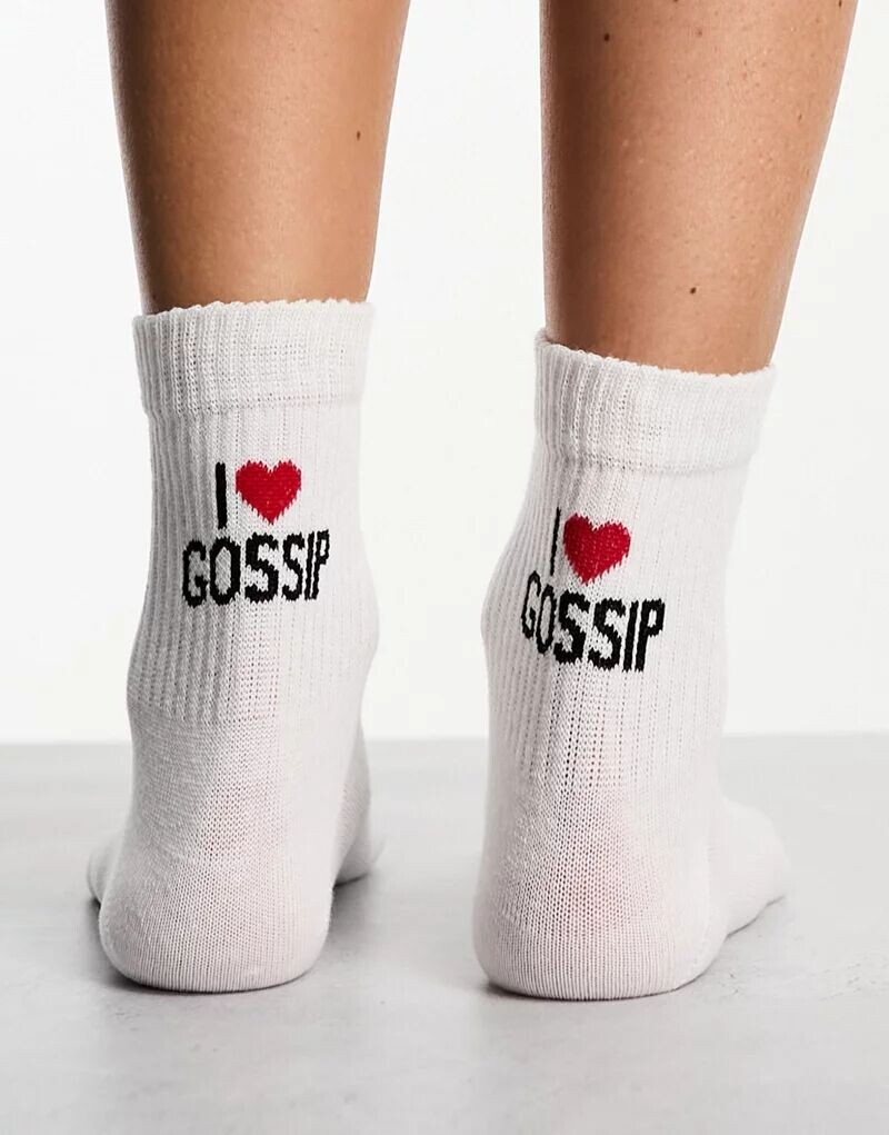 

Белые носки с надписью I love gossip ASOS - БЕЛЫЕ