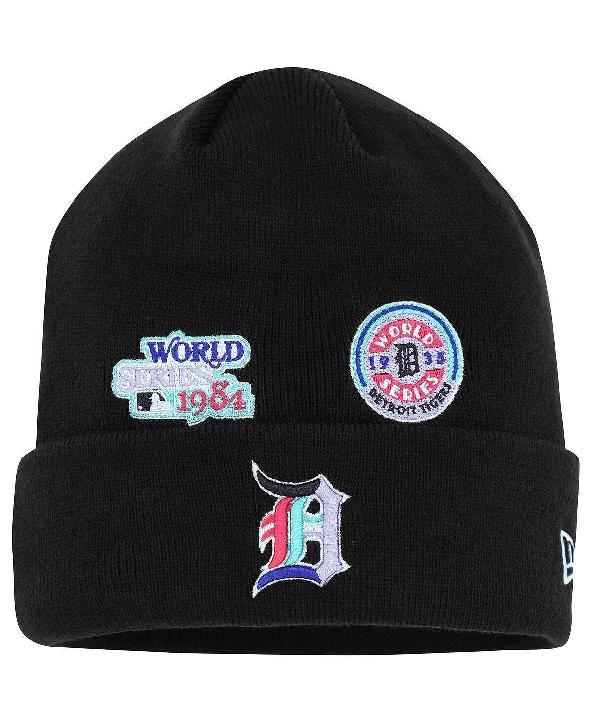

Черная мужская вязаная шапка с манжетами Detroit Tigers Polar Lights New Era