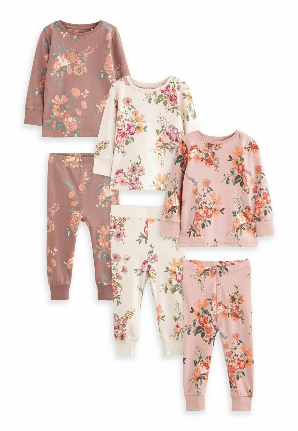 Пижамы Floral Set 3 Pack Next, цвет neutral пижамы slogan set 3 pack next цвет pink grey white