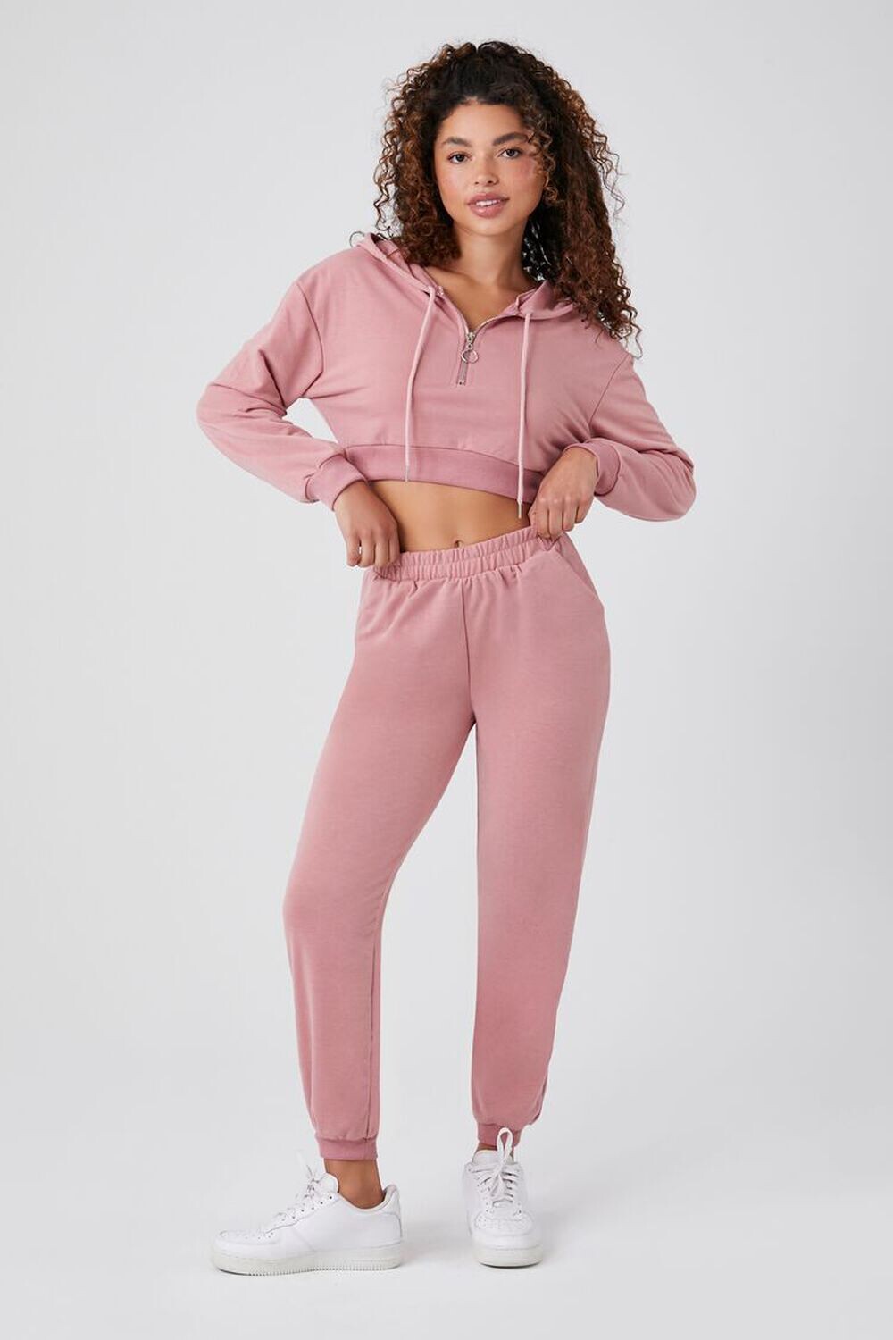 

Джоггеры из французского терри Forever 21, розовый