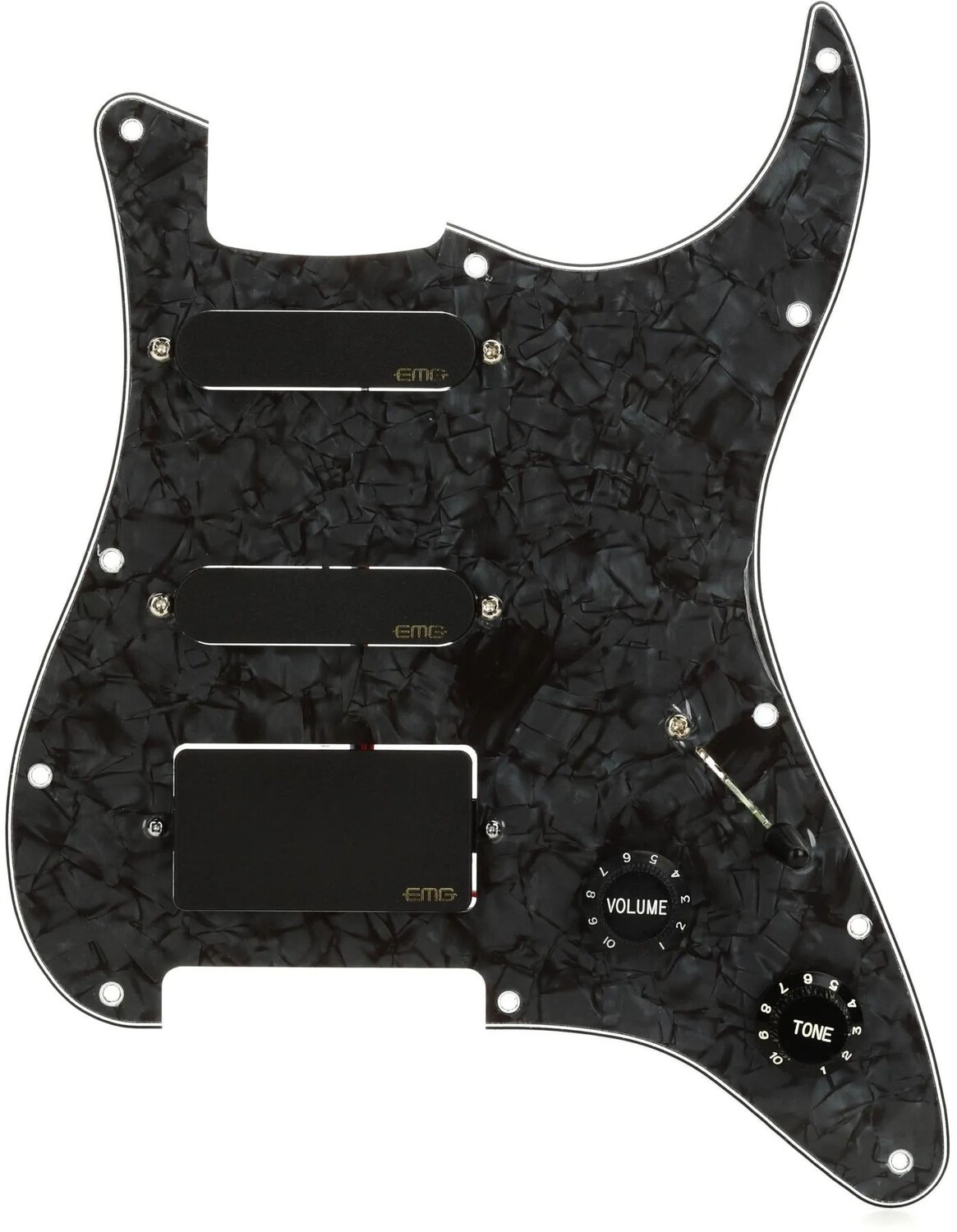 

EMG SL20 Фирменная накладка Steve Lukather с проводами и 3 звукоснимателями — черный жемчуг