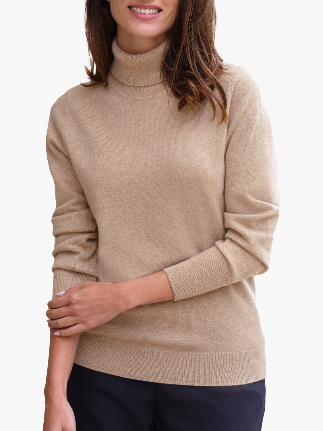

Кашемировый джемпер с высоким воротником Pure Collection, кэмел