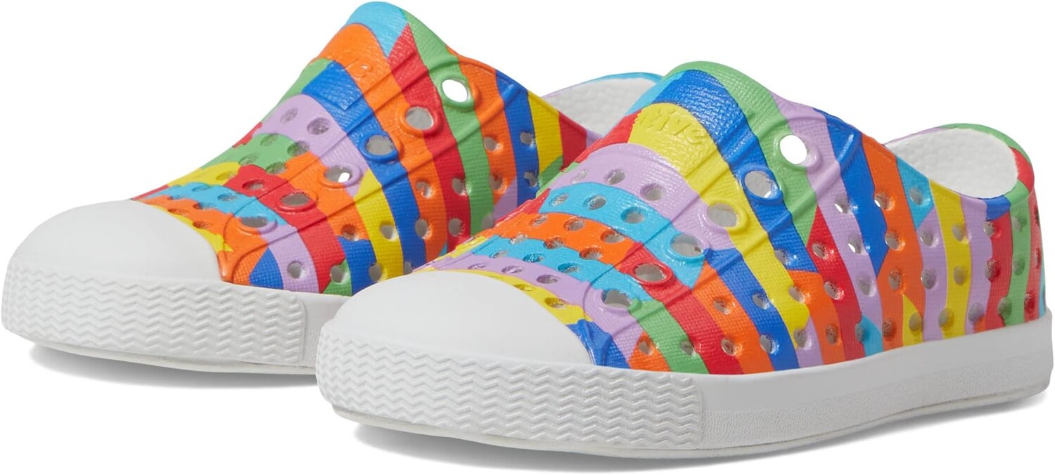 

Кроссовки Jefferson Sugarlite Print Native Shoes Kids, цвет Shell White/Shell White/Rainbow Multi Stripe 2
