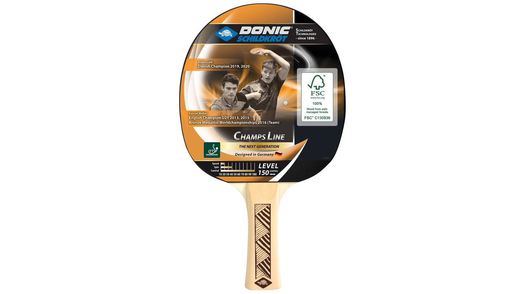 Donic Schildkröt Ракетка для настольного тенниса Champs Line 150, шипы внутри, нефрит резина ITTF