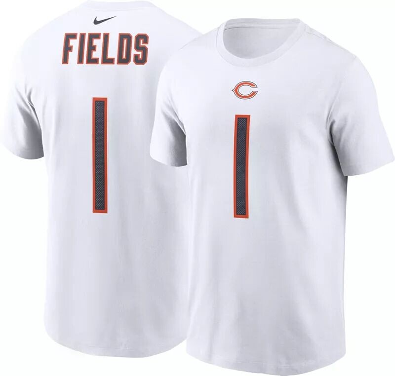 

Мужская белая футболка Nike Chicago Bears Justin Fields #1