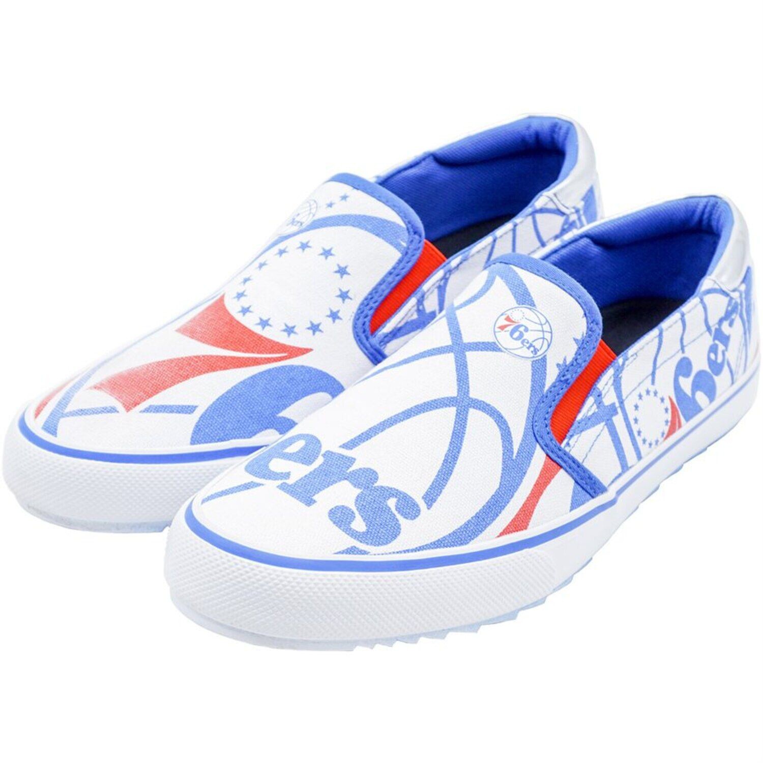 

Мужские белые парусиновые туфли без шнуровки Philadelphia 76ers