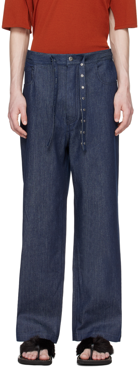 Темно-синие широкие джинсы T/Sehne брюки модель джинсы для мальчика barkito деним темно синие