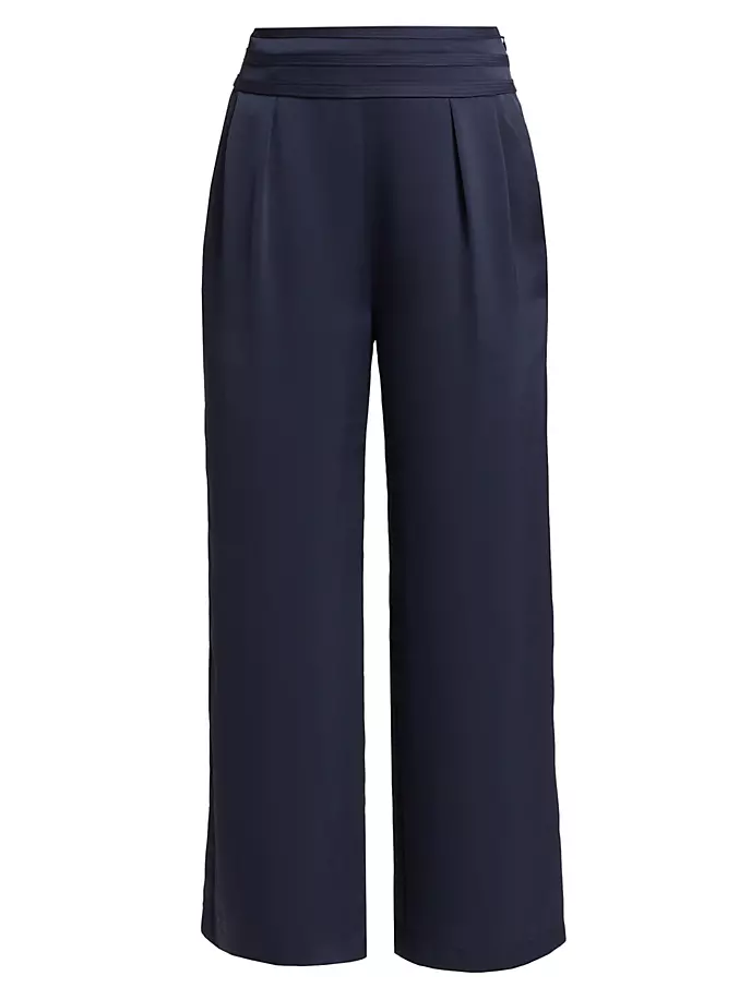 цена Укороченные атласные брюки широкого кроя Joss Ramy Brook, темно-синий