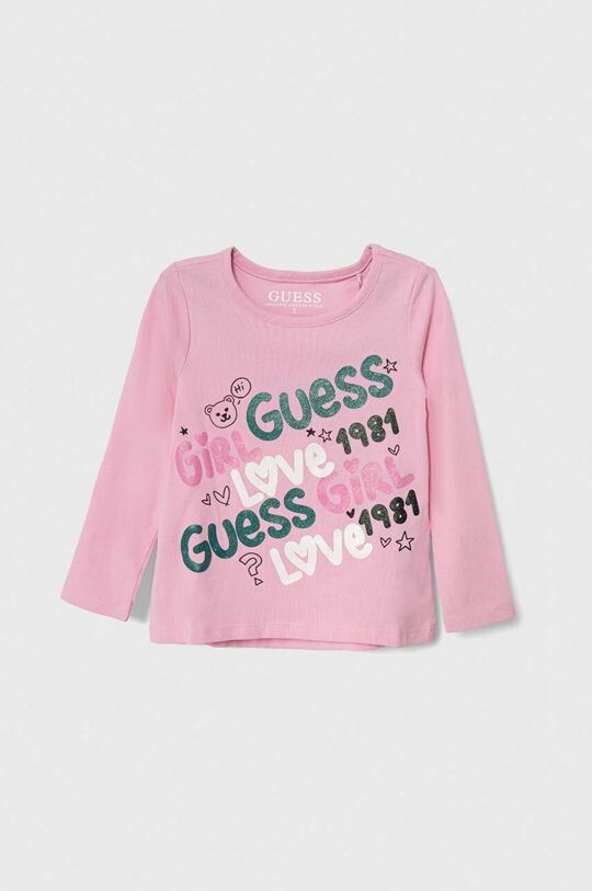 

Детская футболка с длинными рукавами Guess, розовый