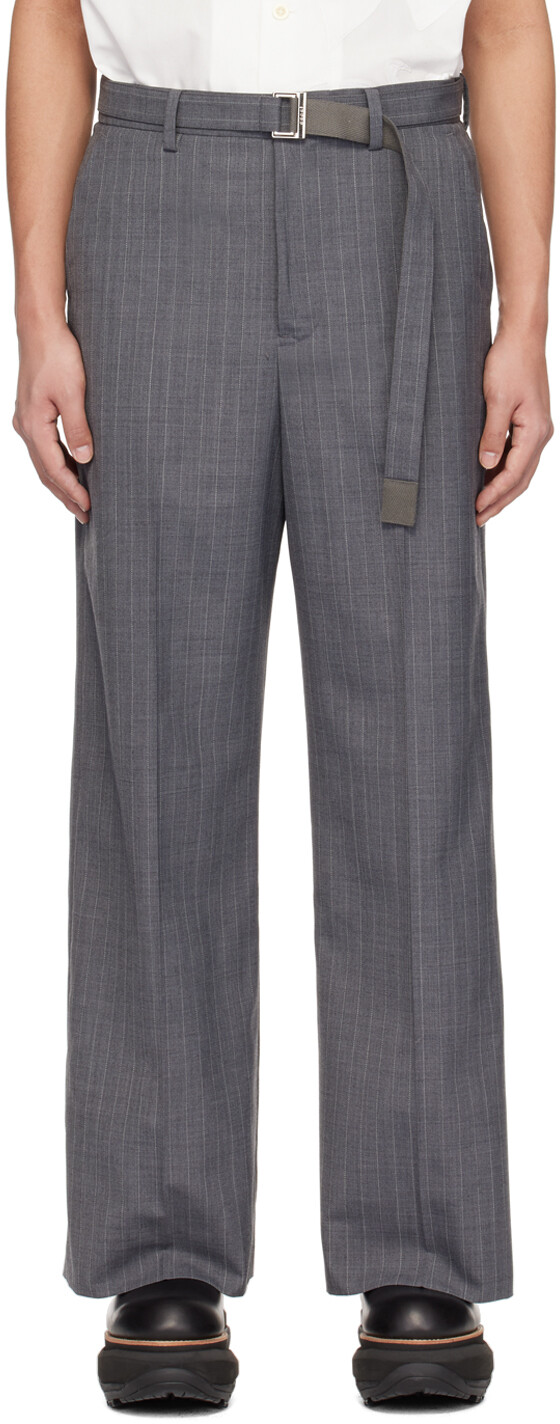 

Серые брюки в полоску Sacai, цвет Gray