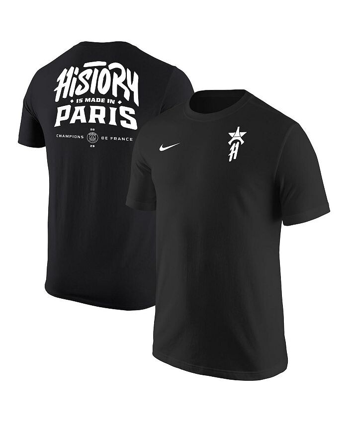 

Мужская черная футболка Paris Saint-Germain 2023 Ligue 1 Champions Nike, черный