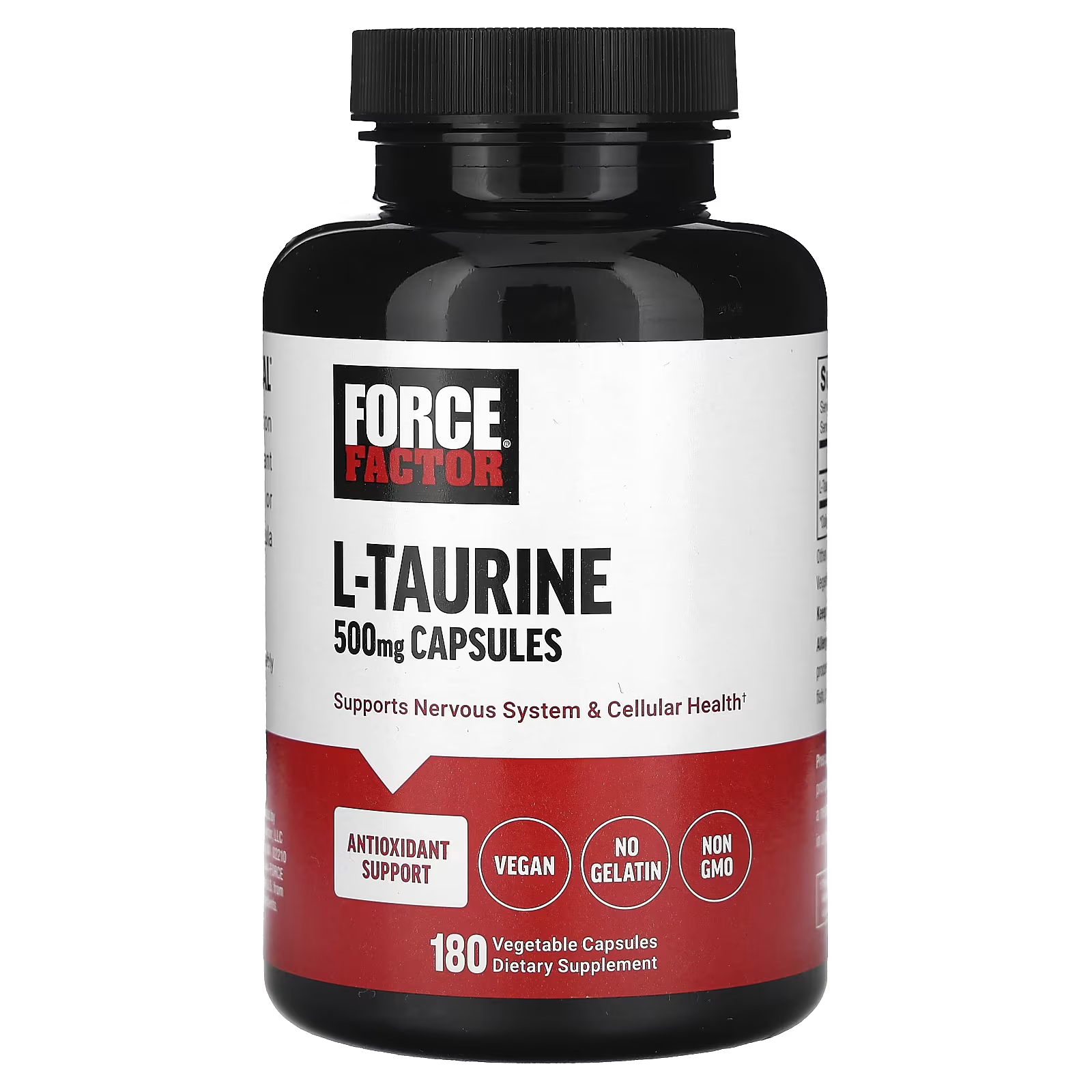 Force Factor L-Таурин 500 мг 180 растительных капсул l аргинин force factor 150 капсул