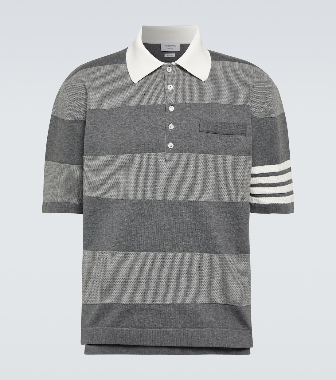 цена Рубашка-поло из хлопка в полоску 4-bar Thom Browne, серый