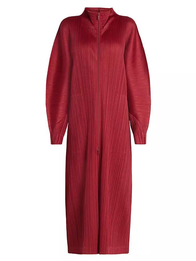 Ноябрьское пальто на молнии спереди Pleats Please Issey Miyake, цвет carmine