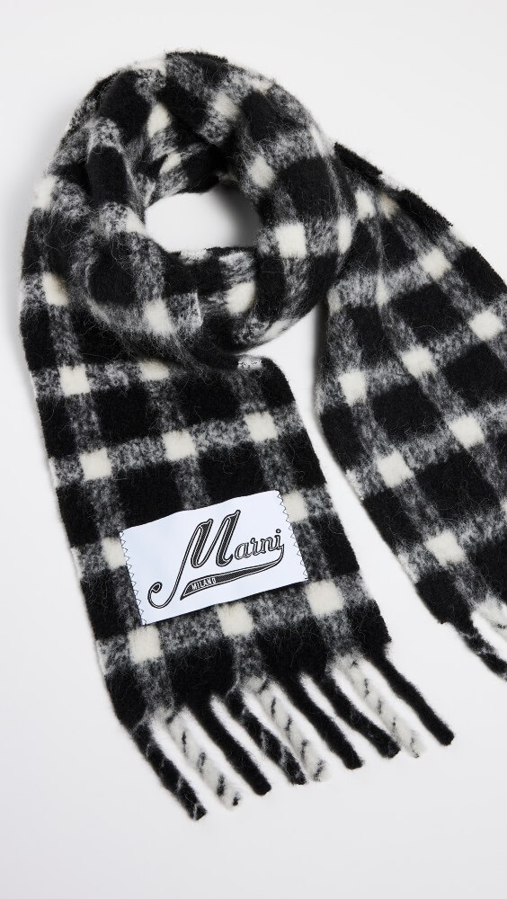 

Шарф Marni Checked, черный