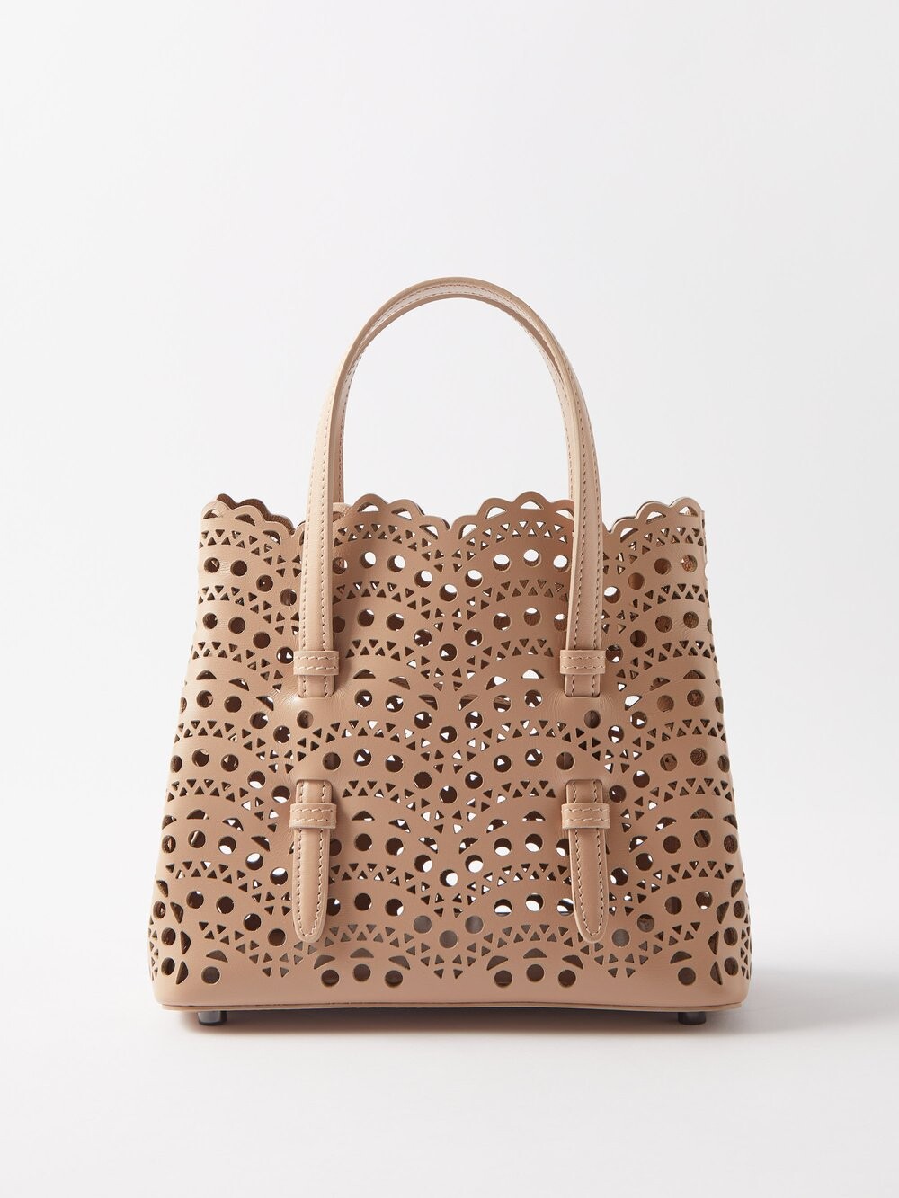 

Маленькая сумка mina из перфорированной кожи ALAÏA, бежевый