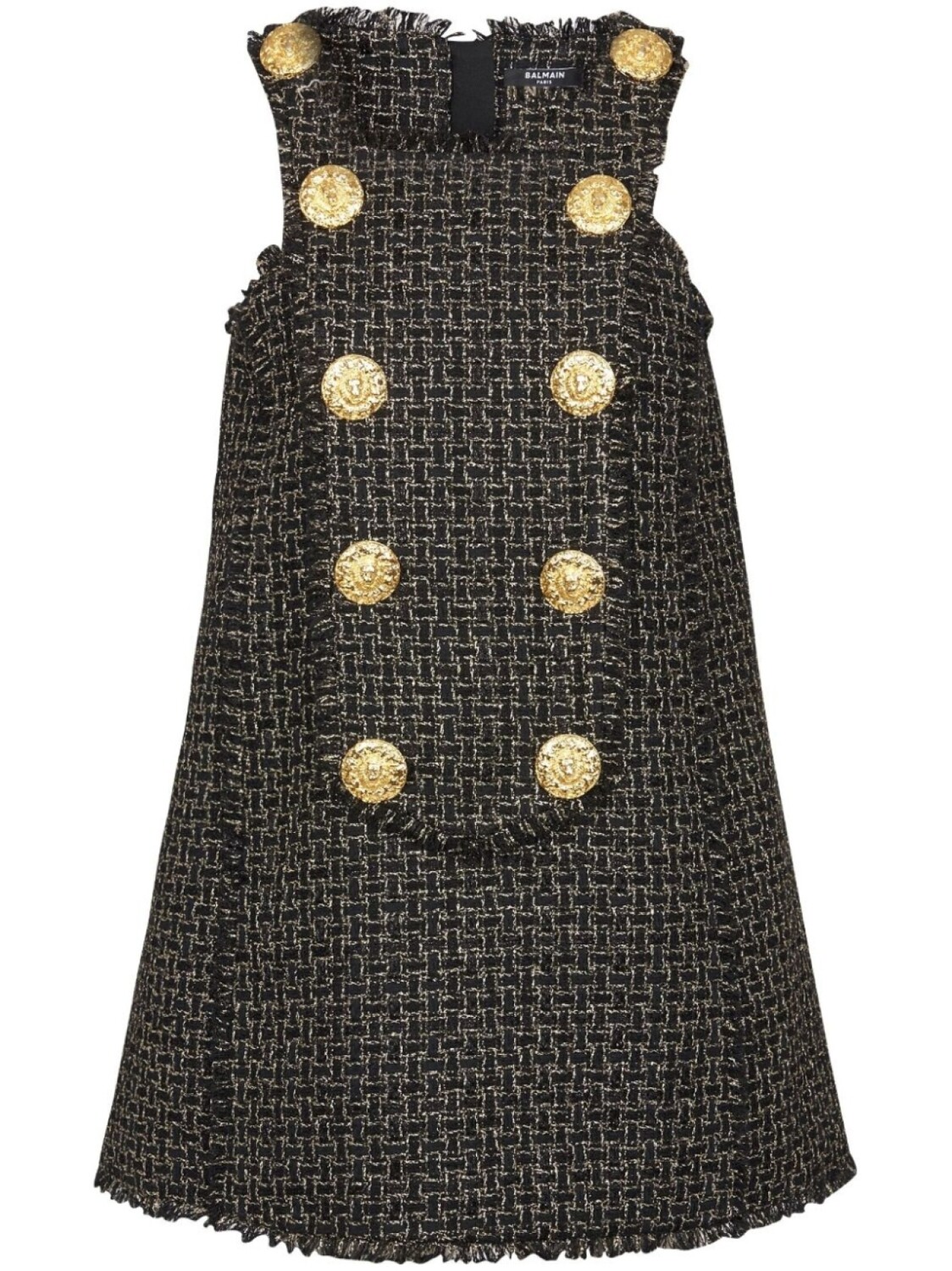

Balmain твидовое платье Swing с декоративными пуговицами, черный