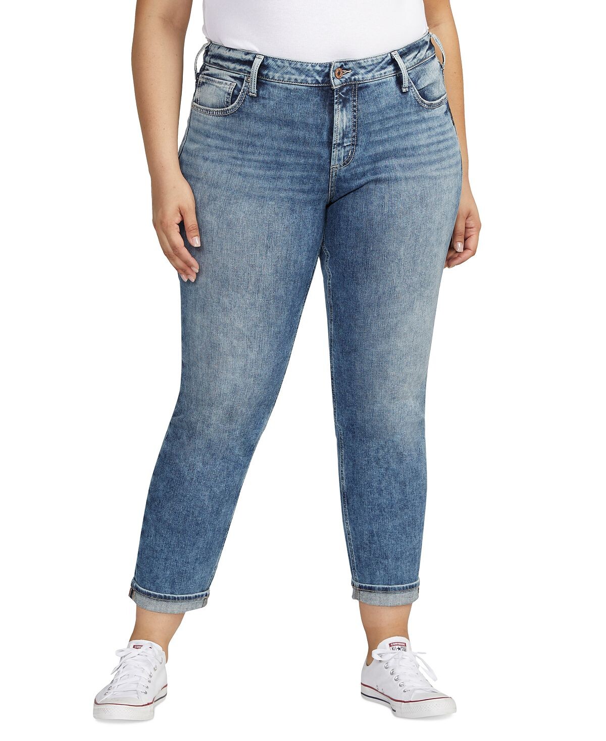 

Джинсы-бойфренды с узкими штанинами больших размеров Silver Jeans Co.