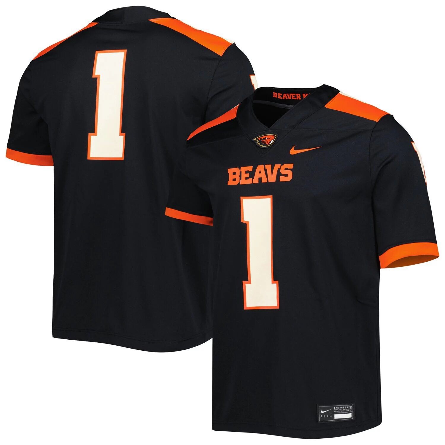 

Мужская черная футбольная майка #1 Oregon State Beavers Untouchable Nike, Черный