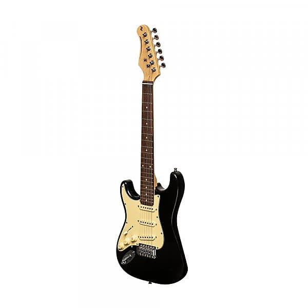 цена Электрогитара Stagg SES-30 BK 3/4LH Standard S 3/4 Size Maple Neck 6-String Electric Guitar for Left Hand Player