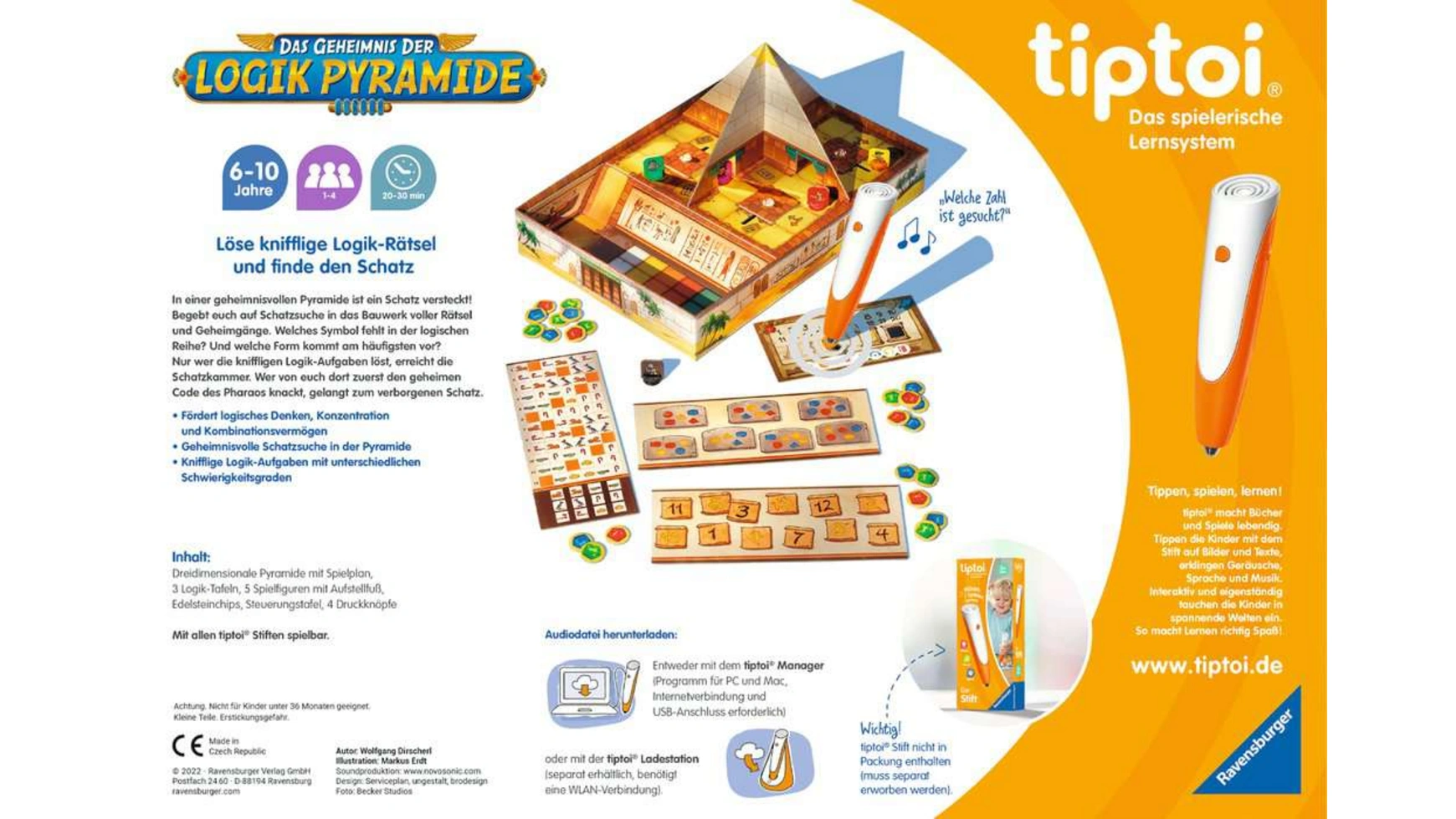

Ravensburger Tiptoi Игра Секрет логической пирамиды развивающая Игра для детей от 6 лет, логическая Игра