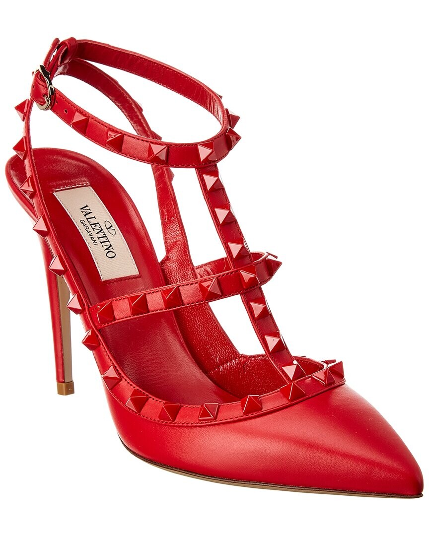 

Кожаные туфли Valentino Rockstud Caged 100, красный
