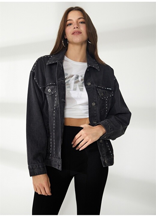 

Антрацитовая женская летняя куртка с длинными карманами Dkny Jeans, Черный