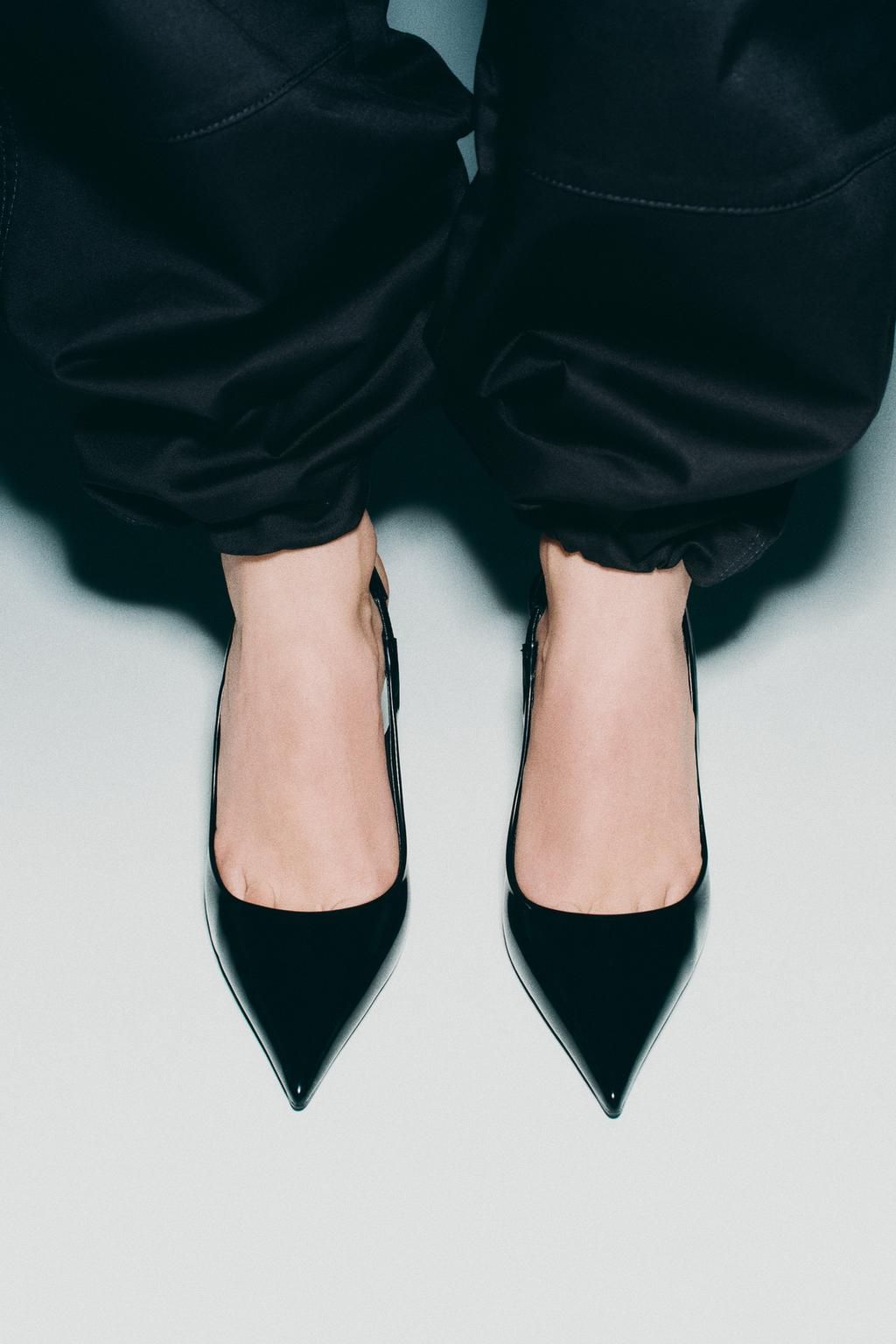 Туфли на высоком каблуке ZARA, черный розовые женские туфли на каблуке с открытой пяткой и пряжкой ganni