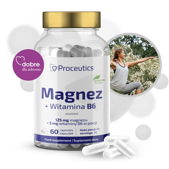 Магний + витамин B6, пищевая добавка, 60 капсул. Proceutics