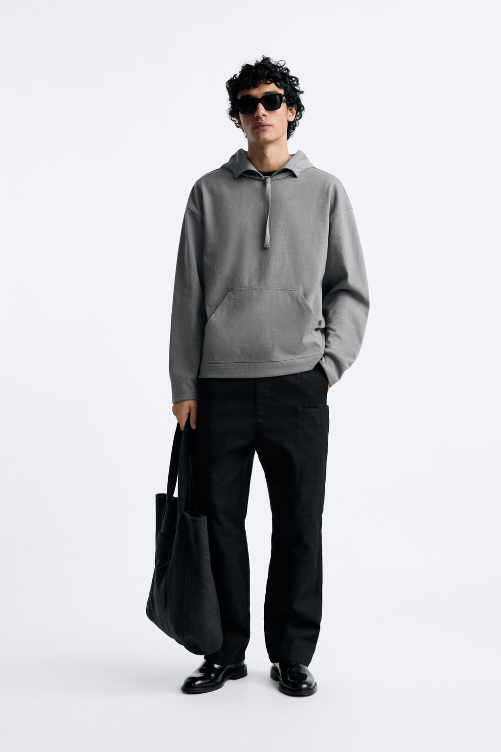 

Хлопковые брюки карго ZARA, черный