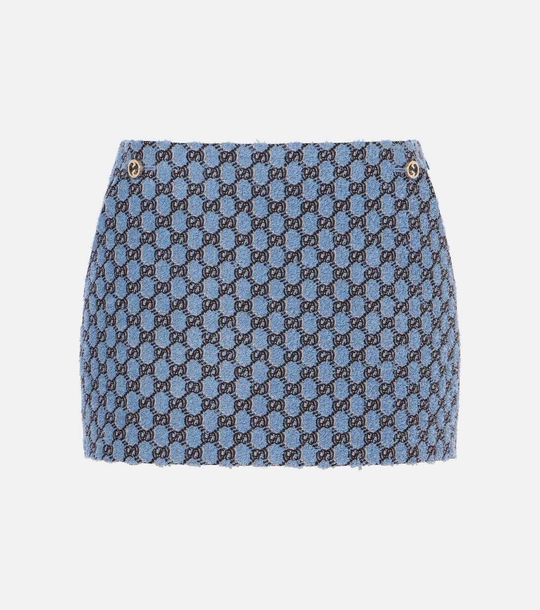

Мини-юбка GG Shadow из ткани букле Gucci, цвет azure/black/mc