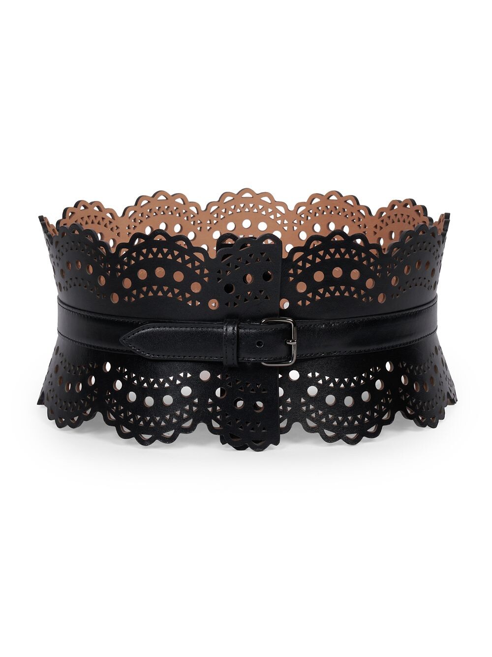 

Кожаный корсетный ремень с фестонами Alaïa
