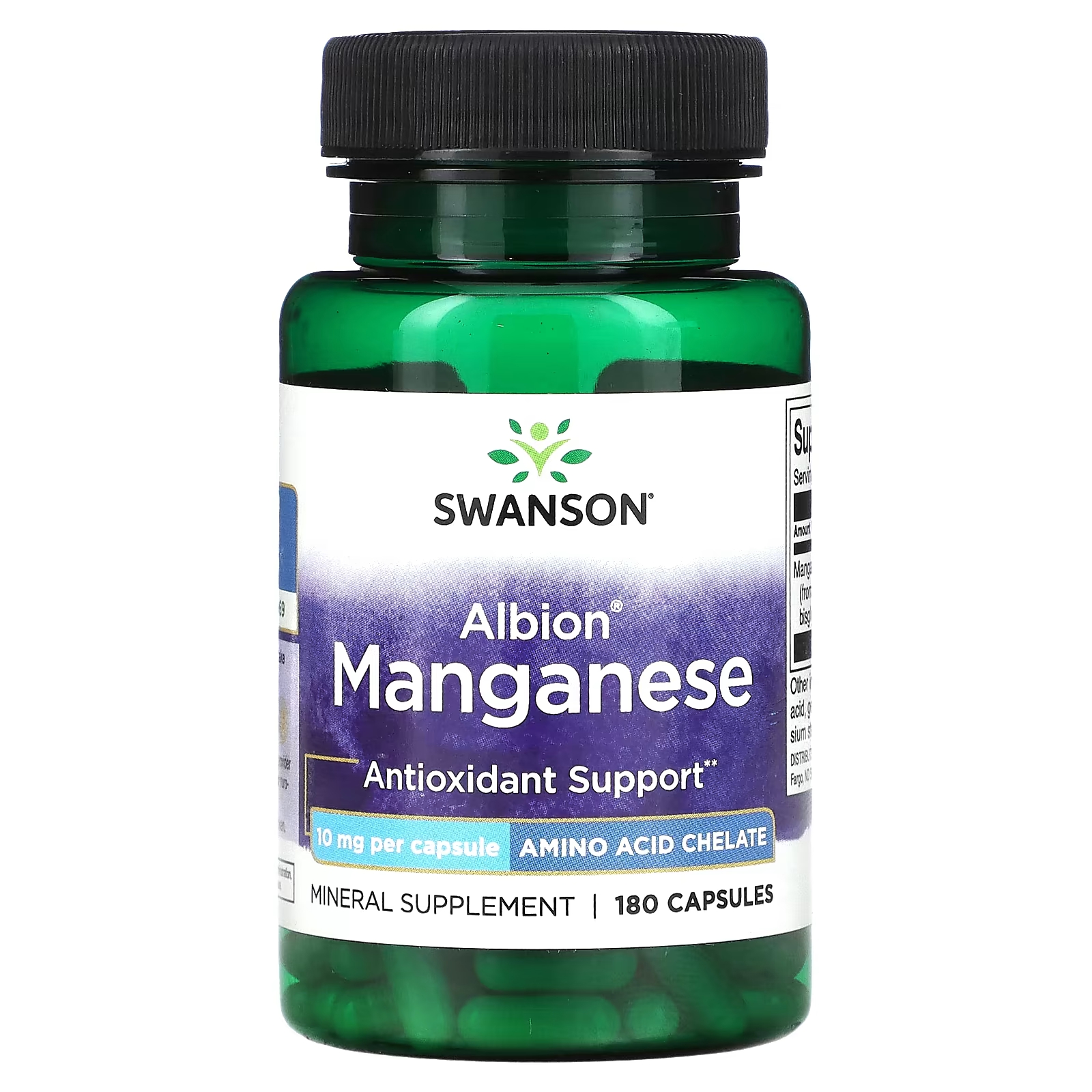 Альбион Марганец Swanson, 180 капсул doctor s best 100% ный хелатный легкоусвояемый магний с микроэлементами albion 100 мг 240 таблеток