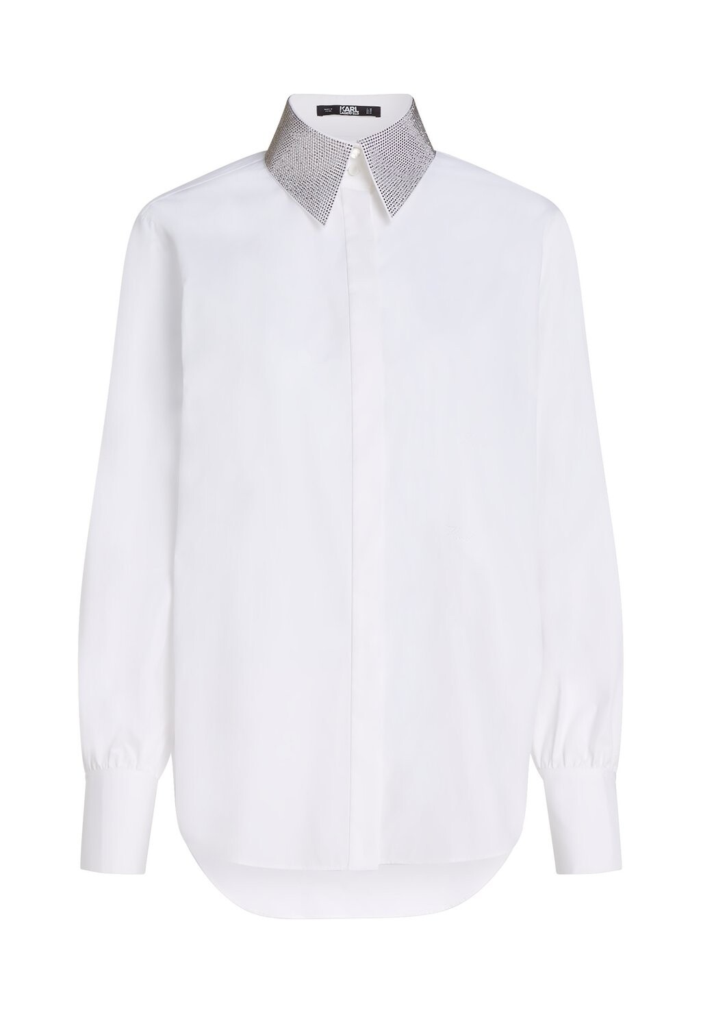 

Рубашка-блузка ESSENTIALS RHINESTONE COLLAR KARL LAGERFELD, белый