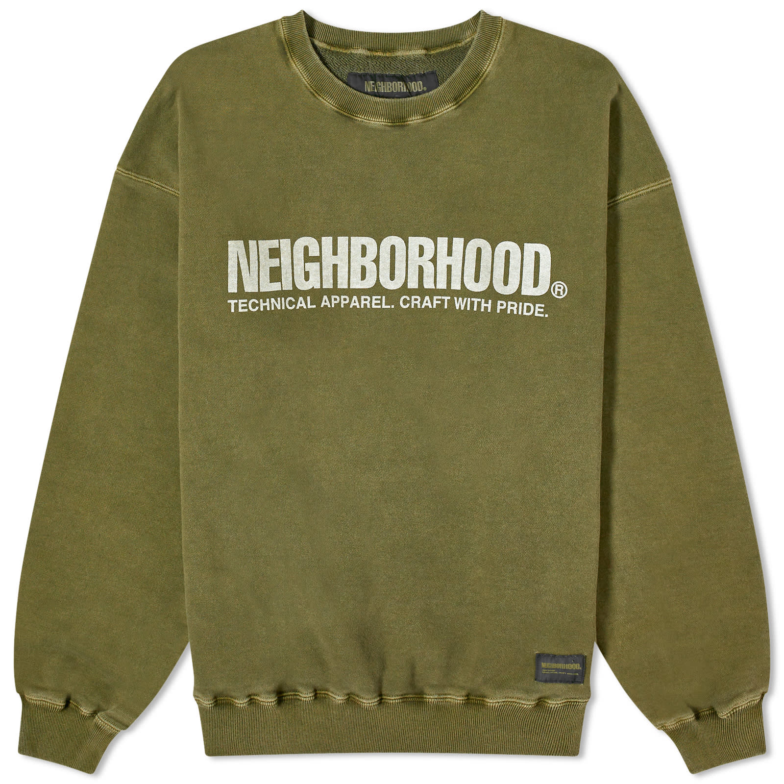 Свитер Neighborhood Pigment Dyed Crew, цвет Olive Drab худи neighborhood design pigment dyed черный