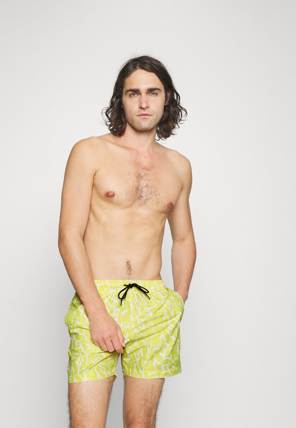 

Шорты для плавания Medium Drawstring Calvin Klein Swimwear, цвет yellow allover