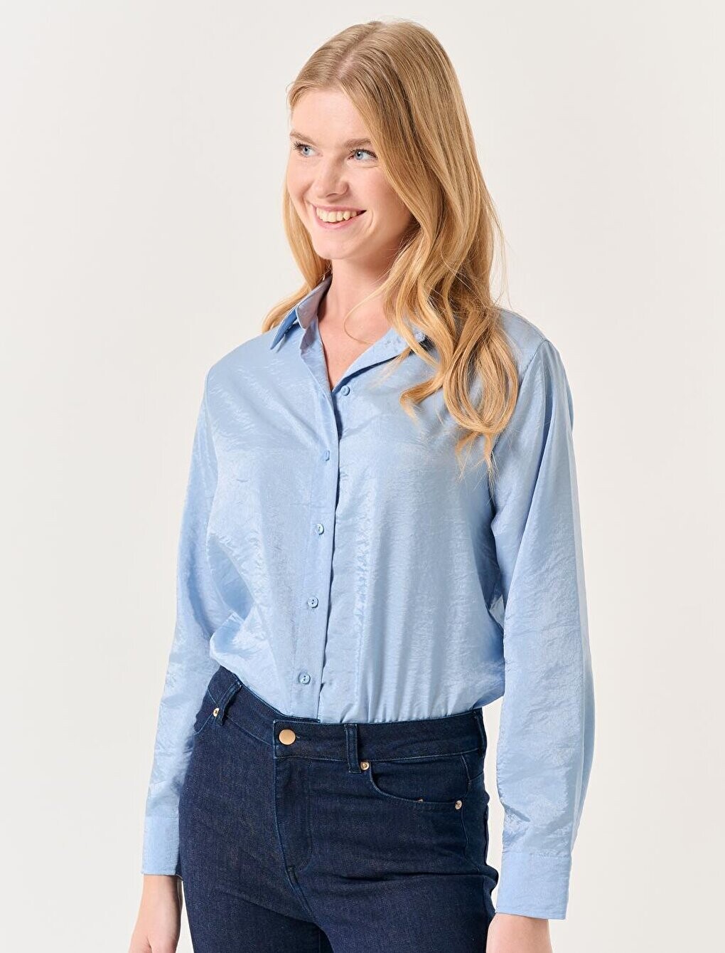 

Небесно-голубая тканая рубашка с рубашечным воротником прямого кроя Jimmy Key