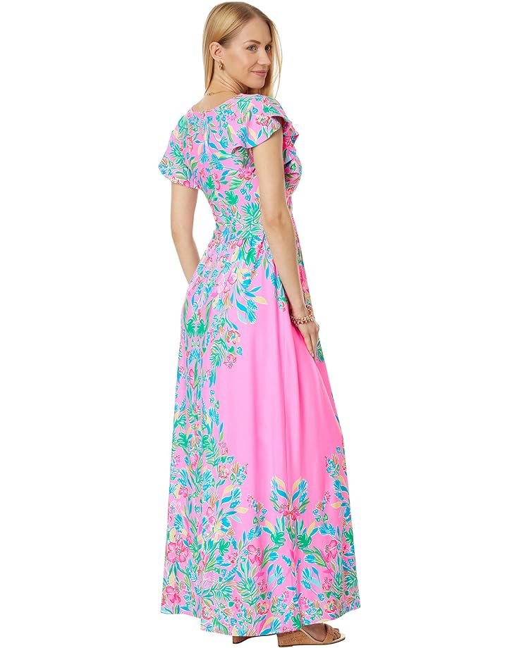 Платье Lilly Pulitzer Verona Flutter Sleeve Maxi, цвет Havana Pink Casa Jaguar Engineered Maxi Dress