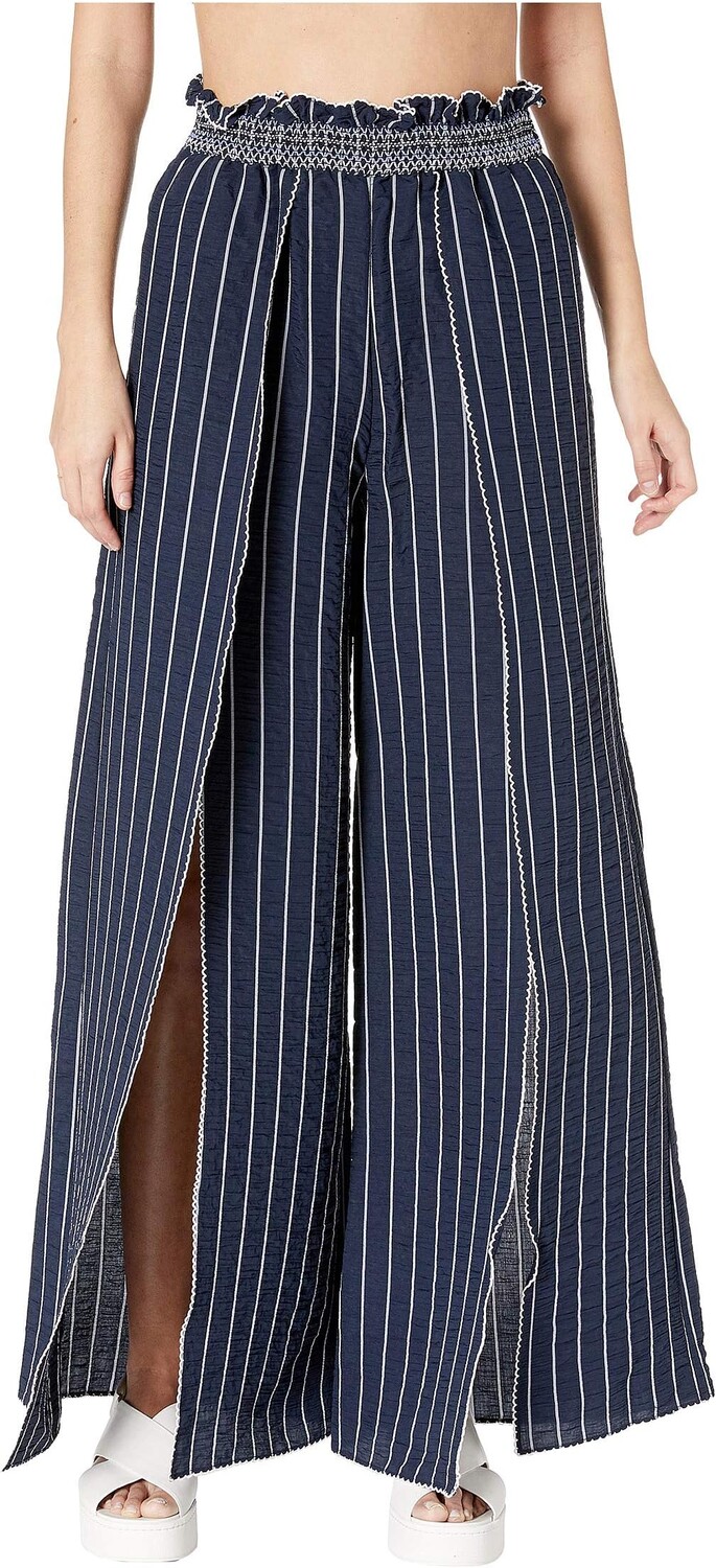 

Брюки Jonathan Simkhai Smocked Front Still Pant, цвет Midnight Combo