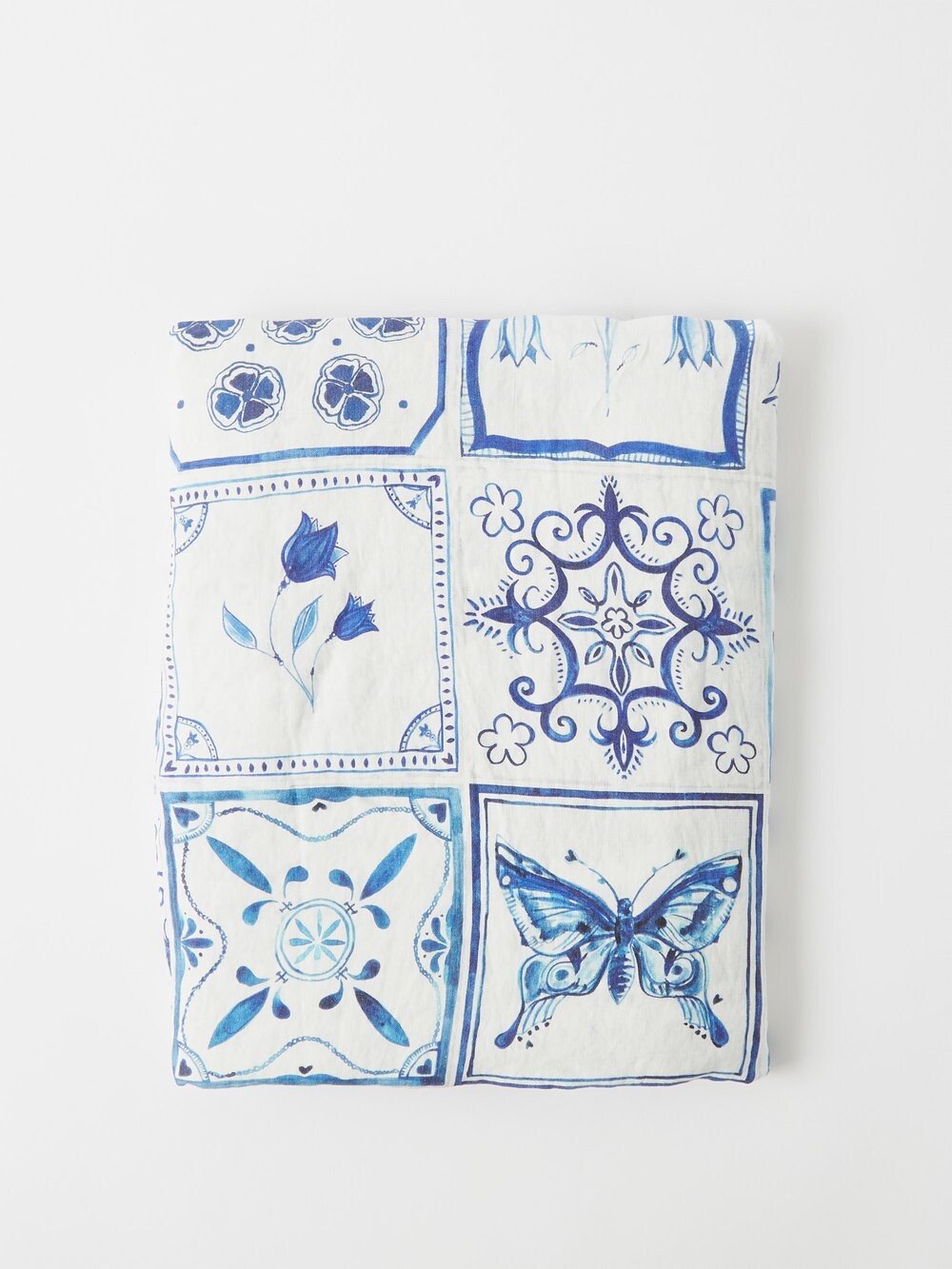 

Льняная скатерть azulejos с принтом плитки 300см x 165см Summerill & Bishop, синий